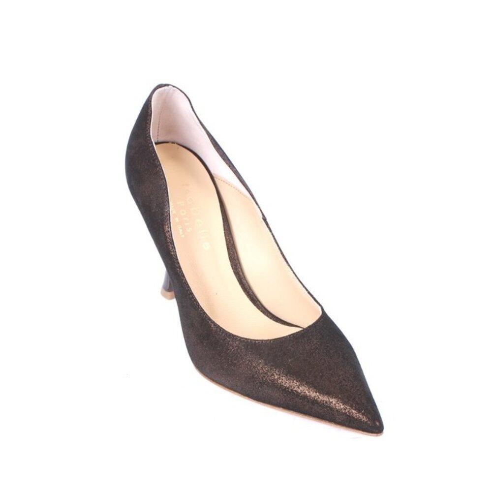 Isabelle 301a Black Leather Stiletto Heels Pointy Toe Pumps